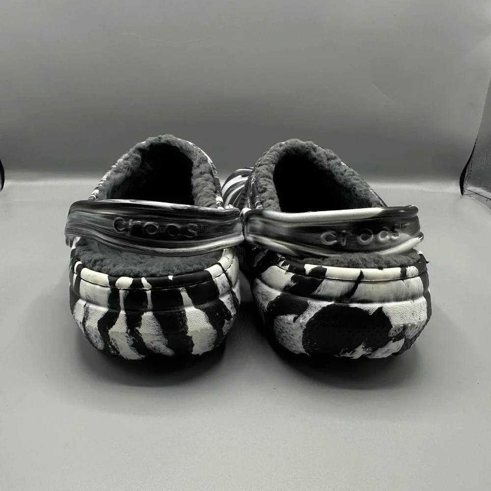 Crocs Classic Lined Clog Black White Marble Tie Dye Mens 8 Womens 10 206630